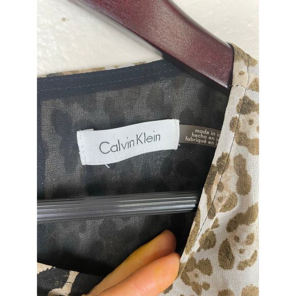 Calvin Klein Womens Dress Sz S 70s Mod Shift Leopard Go Go Boho Hippie Classic - Picture 6 of 9